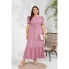 Coolmee Womens Plus Size Summer Casual Maxi Dress Short Sleeve Crewneck Ruffle A Line Flowy Long Dress - 2 of 4