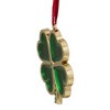 Northlight 3.25" Green and Brass-Plated Shamrock Christmas Ornament with European Crystals - 3 of 4