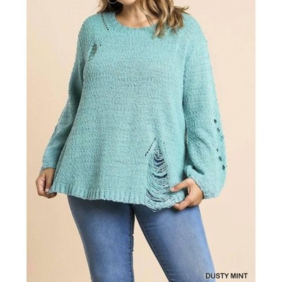 Women's Distressed Plus Sweater - umgee
