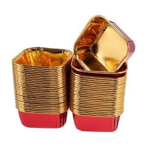 Unique Bargains Square Shape Disposable Baking Cups Aluminum Foil 3.35"x3.35"x1.38" 50 Pcs - 1 of 4