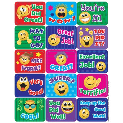 Eureka Emoticons Success Stickers, Pack of 120 (Pack of 10)