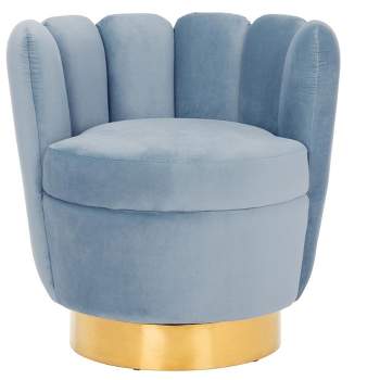 Arrow Swivel Velvet Chair - Light Blue - Safavieh.