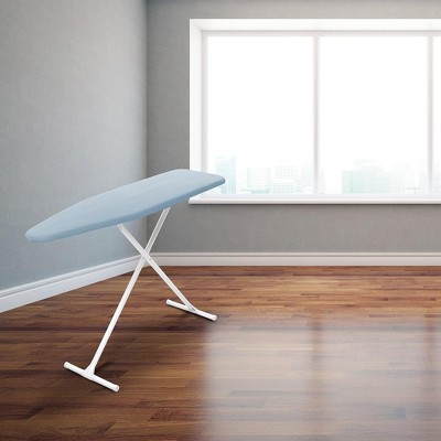 Compact Light Blue T-Leg Ironing Board with Cotton Cover