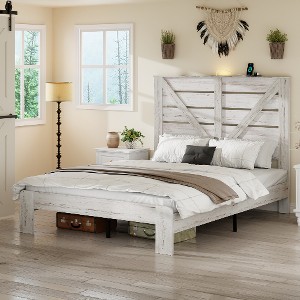 Lyngins Industrial Style Full Size Bed Frame with Headboard, Heavy-Duty Metal Platform Bed Frame, No Box Spring Needed, Large Under Bed Storage - 1 of 4