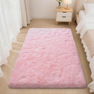 Blush Pink Shag Rug, Ultra Soft 1.7" Thick, Non-Slip, 100% Polyester, Modern Decor for Bedroom - 1 of 4