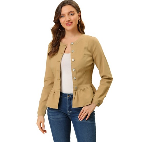 Allegra K Women's Collarless Work Office Long Sleeve Cropped Blazers :  Target