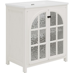 Dexmalle Antique Vintage Rustic 31" Farmhouse Bathroom Vanity with Glass Door - 1 of 4