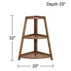 Teal Island Designs Farmhouse Rustic Acacia Wood Triangular Indoor Outdoor Plant Stand 25" Wide Brown Tapering Slatted Frame 3-Shelf for Patio House - 4 of 4