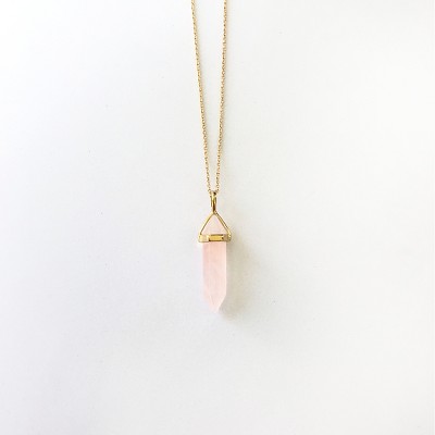 Sanctuary Project Rose Quartz Crystal Pendant Necklace Gold