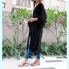 LA LEELA Women's Open Front Summer Vacation Beachwear Long Bathing Suit Duster Holiday Swimwear Swim Suit Coverups Casual Top 1X-2X Black Solid - 2 of 4