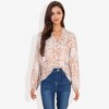 Anna-Kaci Women's Button Down Blouse with Animal Print and Ruffle Trim V-Neck Casual Top - 3 of 4