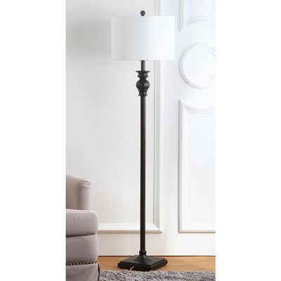 Alphie Ebony 61" Traditional Floor Lamp with Off-White Cotton Shade