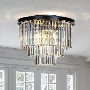 ALOADECOR 6-Lights Modern 3-Tier Round Crystal Flush Mount Ceiling Light with Crystal Accent - 1 of 4