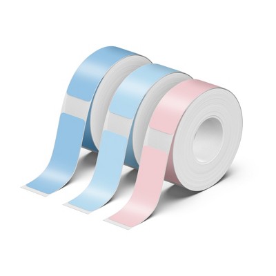 FLEXYVA Genuine P21 Label Maker Tape, 14x40mm (0.55"x1.57"),Multipurpose of P21, 180 Tapes/Roll, 3-Roll, Light Blue/Sky Blue/Pink