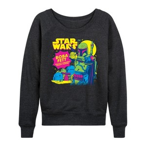 Women's - Star Wars - Boba Fett Bounty Hunter Lightweight French Terry Wide Neck Long Sleeve Shirt - 1 of 4