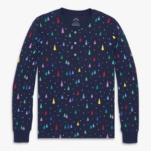 Primary Adult Organic Henley Pj Top In Holiday Prints - 1 of 2