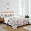 Sweet Jojo Designs Full/Queen Comforter Bedding Set Watercolor Floral Grey Pink 3 pc - 2 of 4