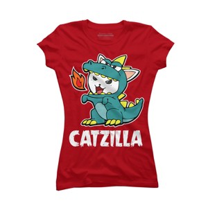 Junior's Design By Humans Catzilla Halloween Costume Dragon Monster Kitten Cats Lover By lenxeemyeu T-Shirt - 1 of 3