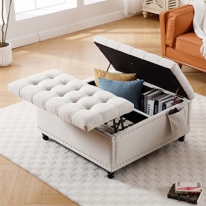 Large Capacity Double-opening Storage Ottoman - 1 of 4