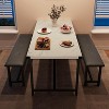 GOCAPTAIN 3 Pcs Small Farmhouse Dining Table Set for 4, 44.4" Rectangular Wood Table with 2 Upholstered Benches, Compact Small Kitchen Table Set for 4 - 3 of 4