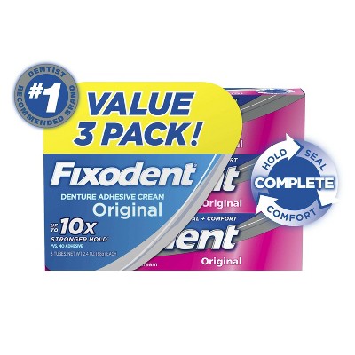 Fixodent Complete Denture Adhesive Cream Original - 2.4oz/3pk