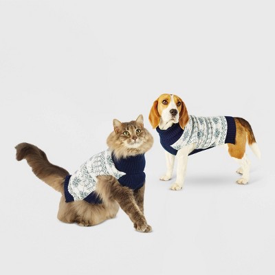 Snowflake Dog and Cat Sweater - Blue - XS - Wondershop™