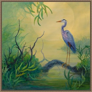Amanti Art Summer Heron by Floy Zittin Framed Canvas Wall Art - 1 of 4
