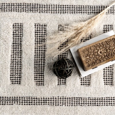 Ivory and Gray Tufted Wool Cotton Rectangular Area Rug