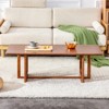 TiramisuBest Walnut Chinese Style Tea Table, Solid Wood Rectangular Coffee Table for Small Living Rooms - 3 of 4