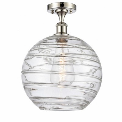 Athens Deco Swirl - 1 Light Semi-Flush Mount In Industrial Style-17 Inches Tall and 12 Inches Wide
