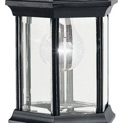 Black Traditional Lantern Style Wall Sconce with Clear Glass