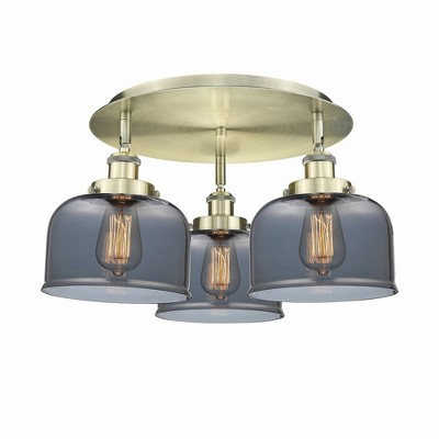 Bell - 3 Light Flush Mount In Art Deco Style-9.25 Inches Tall and 19.75 Inches Wide
