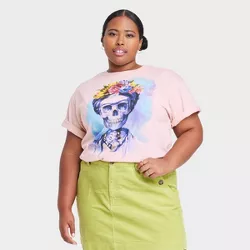 Women's Plus Size Dia De Los Muertos Frida Short Sleeve Graphic T-Shirt - Rose Gold 3X