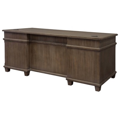 Weathered Dove Wood Executive Desk with Filing Cabinet and Drawer
