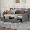 Twin Size Daybed with Storage Drawers, Upholstered Daybed with Charging Station and LED Lights, Twin Size PU Leather Daybed Sofa Bed, Gray - 3 of 4