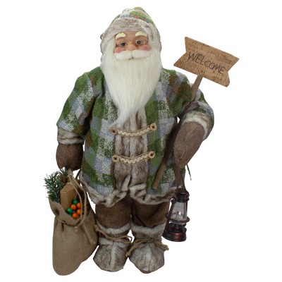 Northlight 2' Standing Santa Christmas Figure Carrying a Welcome Sign