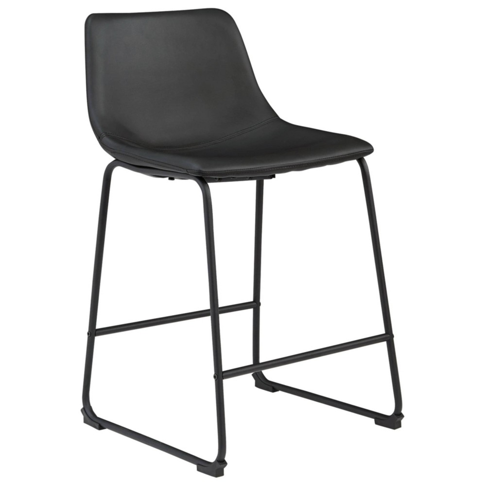 Photos - Chair Ashley Centiar Upholstered Counter Height Barstool Black: Vintage Faux Leather, M 