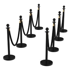 Stanchions and Velvet Ropes, 5 FT Crowd Control Barriers with Sand-Fillable Weighted Base, Stainless Steel Rope Barriers for Red Carpet - 1 of 4
