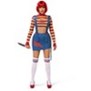 Joyfy Women's Creepy Doll Costume Complete Set with Red Wig & Prop | Killer Doll Outfit with Crop Top, Skirt, Socks for Halloween Cosplay - 4 of 4
