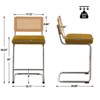 Bekrvio Bar Stools Set of 2/3/4, 26”/30" Barstool with Rattan Back, Velvet-Upholstered & Chrome Frame,Mid Century Modern Kitchen Stool for Island - 4 of 4