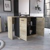 LunaLulinlk Sicilia Kitchen Island, Two External Shelves, Double Door Cabinets, Three Shelves -Black / Light Oak - 3 of 4
