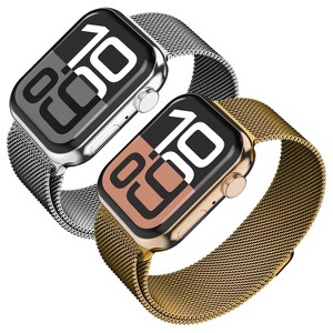 Vena 2 Pack For Apple Watch Band Series 10 42mm, Stainless Steel Apple Watch Band Series 7 41mm Band Series 8 Series 9 iWatch 40mm, Silver+Gold - 1 of 4
