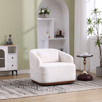 Swivel Accent Chair, Barrel Chair Comfy Single Sofa Chair, Round Swivel Couch Chair