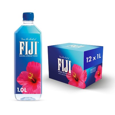 FIJI Natural Artesian Bottled Water - 1 L/ 33.8 Fl Oz Bottle (Pack of 12)