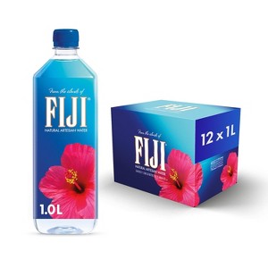 FIJI Natural Artesian Bottled Water - 1 L/ 33.8 Fl Oz Bottle (Pack of 12) - 1 of 4
