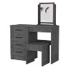 Gulches Stonington 4-Drawer Makeup Dressing Table w/Stool - Smokey Oak Finish, Bedroom Vanity Furniture - 3 of 4