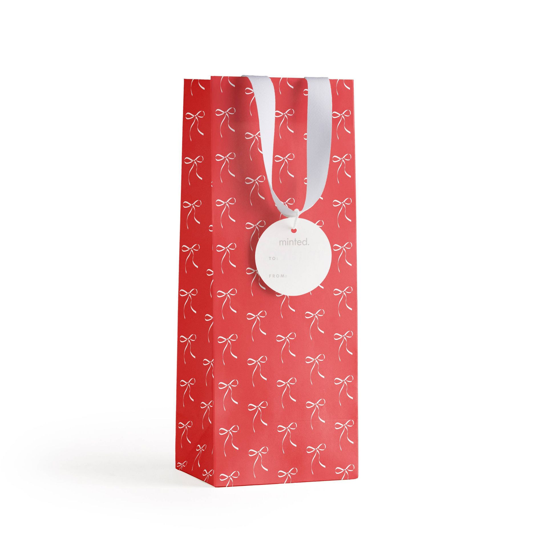 Minted Bows Wine and Spirits Gift Bag Red