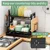 LunaLulinlk Dish Rack for Kitchen Counter, 2 Tier Dish Rack and Dish Drainer for Kitchen Organizer, Large Capacity, Black - 3 of 4