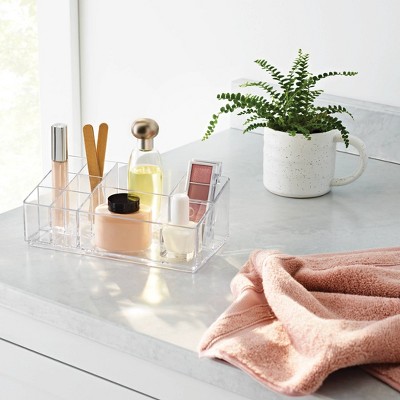 Bathroom Plastic 9 Slot Mixed Cosmetic Organizer Clear - Brightroom&#8482;_0