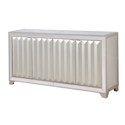Bordeaux 4 Door Media Credenza Mirrored - Treasure Trove Accents